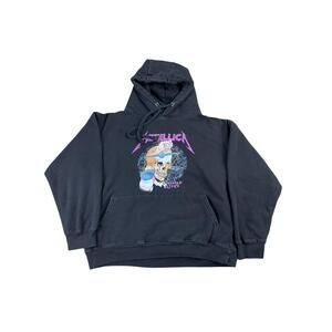 Gemrock Metallica Hoody Black Damaged Justice Graphic Skull Dagger Print